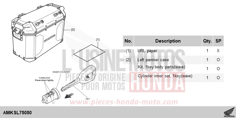 KIT,L PANNIER CASE (AL) de Africa Twin DCT PEARL GLARE WHITE (NHB53) 2024